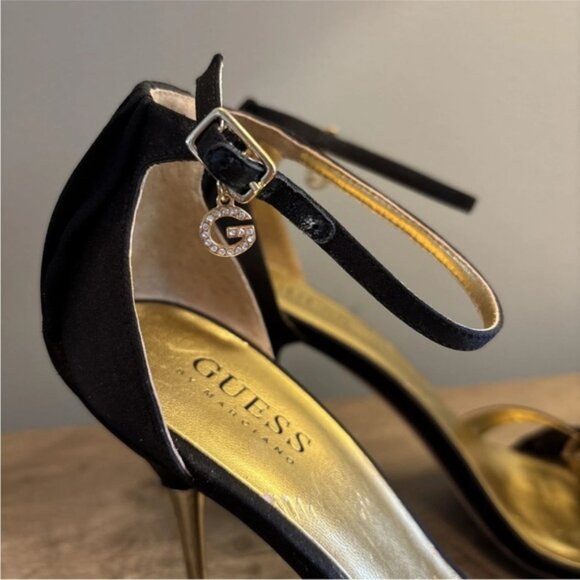 Guess Black And Gold Stiletto Heels Size 7.5M - Picture 10 of 11